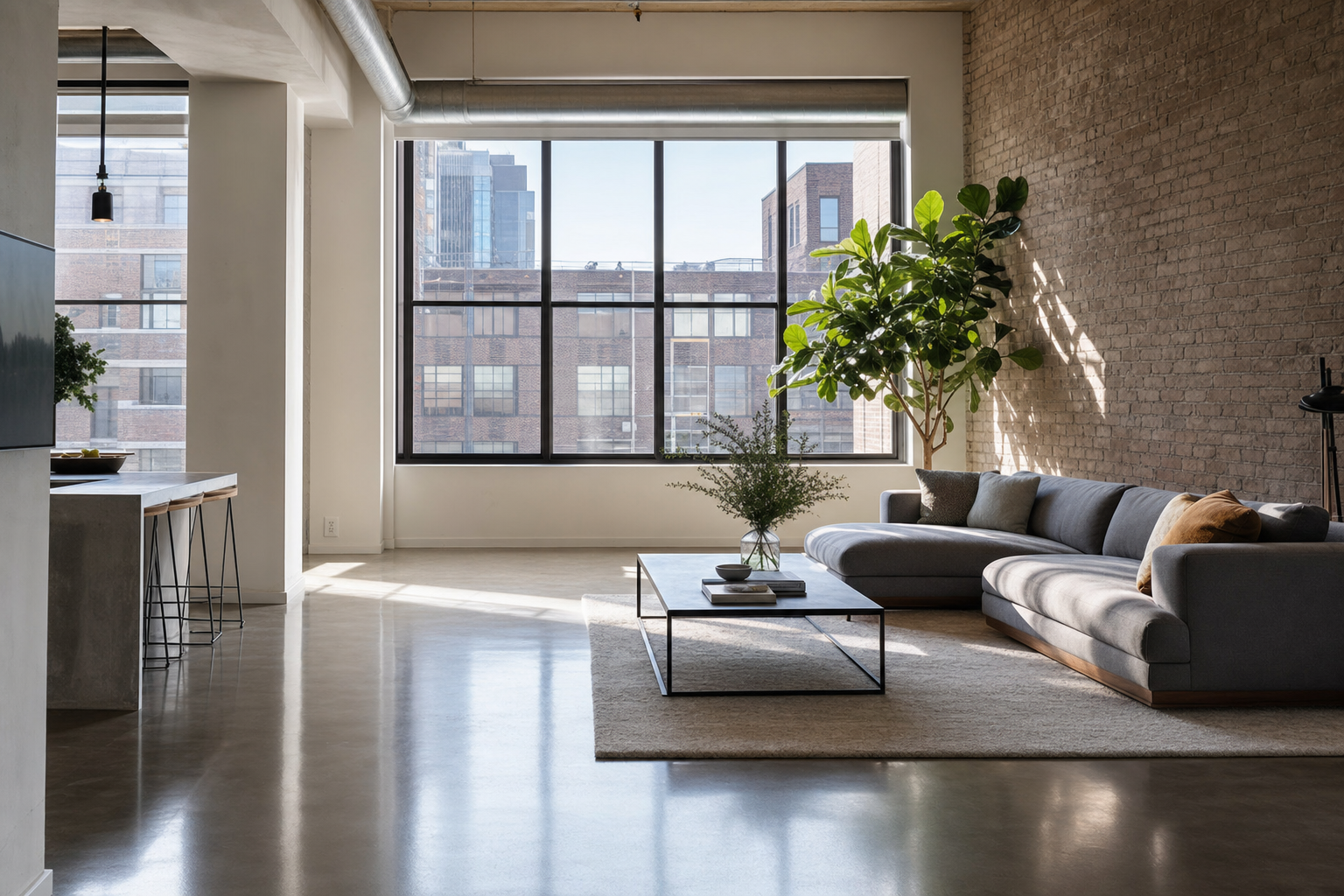 Sun-drenched modern Minneapolis loft apartment, freshly cleaned